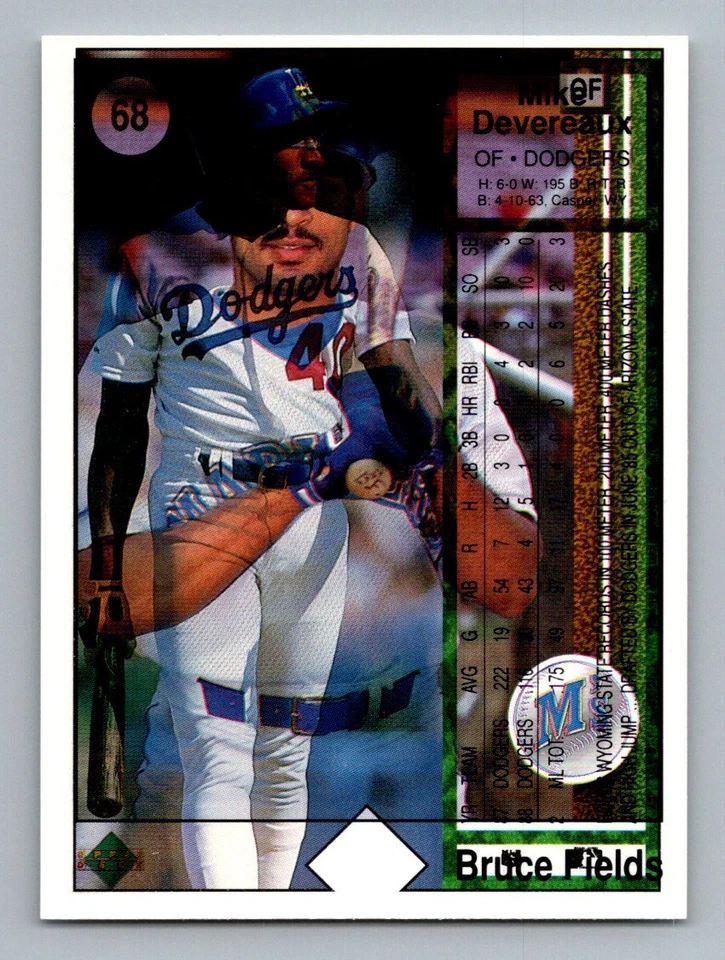 Mark Davis Mike Devereaux Bruce Fields 1989 Upper Deck Freak Overprint Error  - Image 1 of 1