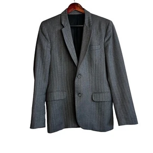 VINCE Wool Blend Herringbone Gray Two Button Blazer Jacket Men's 40 Sport Coat - Picture 1 of 8