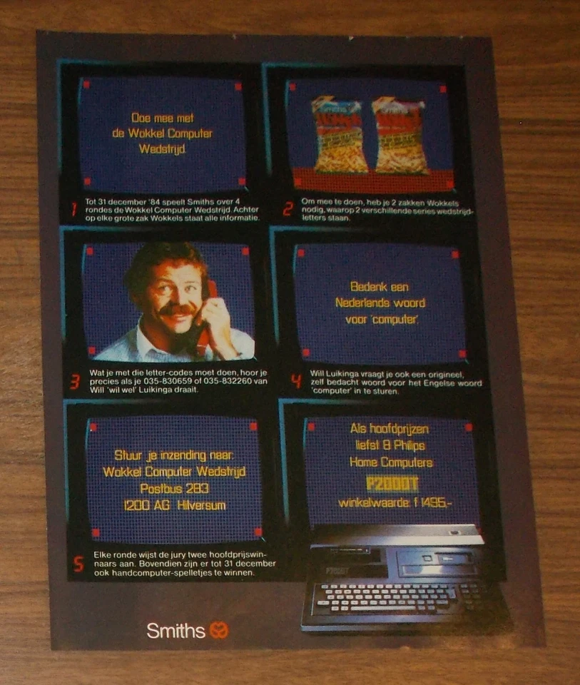 Seltene Werbung PHILIPS P2000 T Heimcomputer Smiths Chips Promo 1984 - Image 1 of 1