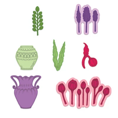 Heartfelt Creations Spellbinders Die ~ TULIP VASE & FILLERS ~ HCD1-7220 - Image 1 of 2