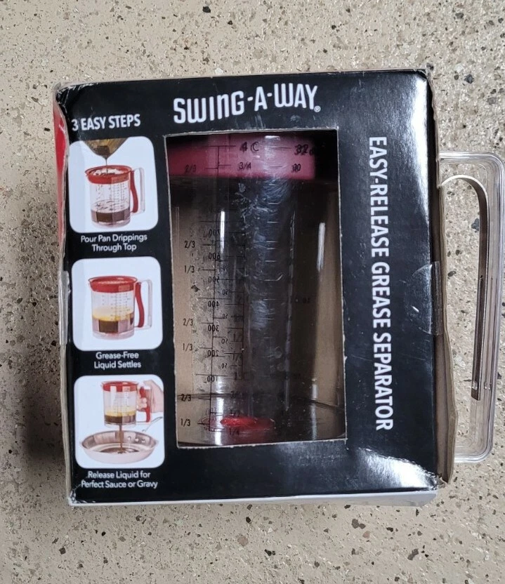 Swing-A-Way 4-Cup Easy Release Fat/Gravy Grease Separator, Red BPA Free Drip NEW - Image 1 of 4