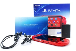 Sony PS Vita Metallic Red PCH-2000 w/ Charger + Box From Japan - Picture 1 of 11