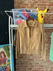 Chaqueta Trevira Vintage Beige Cremallera Completa Manga Larga Años 70 Viscosa Lana Talla - S - Imagen 1 de 10
