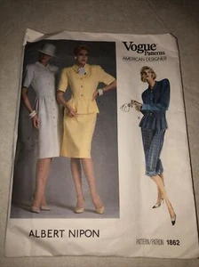 Vintage Skirt Pattern Vogue 1862 Dress Top Albert Nipon Designer size 12 - Picture 1 of 4