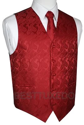 Men's Paisley Tuxedo Vest, Tie and Hankie. Formal Dress Wedding Prom Homecoming - Image 1 of 4