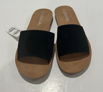 Sandalias con plantilla Soda punta abierta negras y tostadas talla 7 Foto 1 de 4