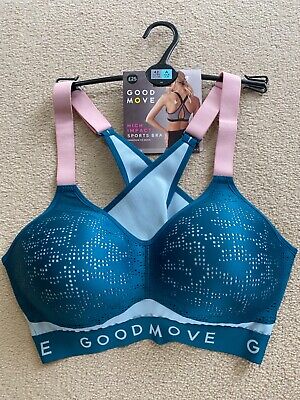 Bnwt M & S Goodmove Teal & Pink Non Wired High Impact Sports Bra - Size 42a!! • 16.74€