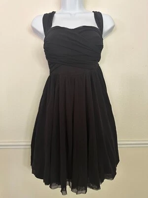 Vestido TALLY WEIJL Negro Cruzado Frontal Acanalado Acampanado Falda Cóctel Talla 32 XS Foto 1 de 4