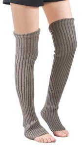 Women's Winter Knee High Footless Socks Knit Leg Warmers Light gray - Picture 1 of 5