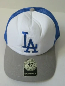 Los Angeles Dodgers MLB Womens Glimmer '47 Captain White Blue Mesh Snapback Hat - Picture 1 of 7