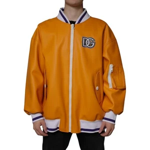 DOLCE & GABBANA Jacket Orange White Full Zip Jersey Bomber IT52/US42/XL 3800usd - Picture 1 of 8