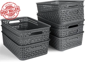 8 Pack Plastic Storage Baskets for Home Storage & Organisation- Storage Bins for - Picture 1 of 7