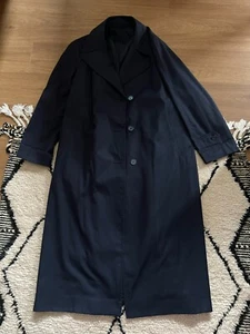 Impermeabile blu vintage L navy trench raincoat - Foto 1 di 8