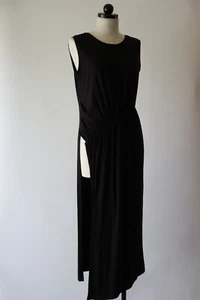 Peruvian Connection Black Jersey Sleeveless Open Leg Long Tunic Dress Women M - Picture 1 of 24