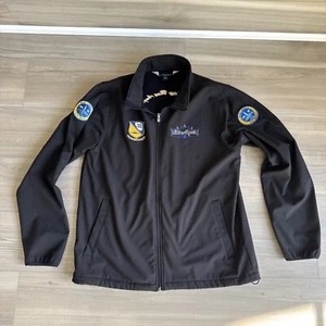 Tri-mountain US Navy Blue Angels Soft Shell Black Zip Jacket Mens L Embroidered - Picture 1 of 14