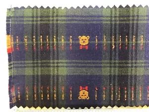 Black Watch Plaid with Teddy Bear Dobby - 100% Cotton - 2 Yard Piece - Picture 1 of 3