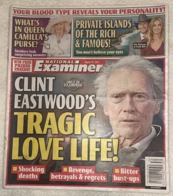 National Examiner Magazine Clint Eastwood's Tragic Love Life! August 19, 2024 - Image 1 of 2