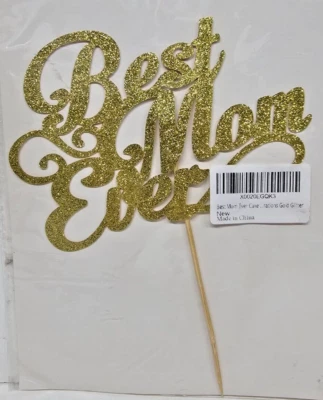 Glitter Best Mom Ever Cake Topper, Feliz Día de la Madre Decoración para Pasteles, Mamás Dorado Foto 1 de 3