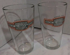 Kansas City Rock Bottom Restaurant Brewery Logo Pint Size Glass Lot Of 2 - Picture 1 of 15