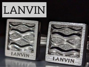 Lanvin Cufflinks Logo rare design Silver color Square 1.3cm Swivel style no Box - Picture 1 of 5
