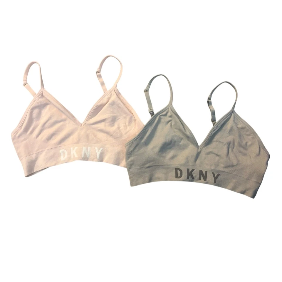 Lote de 2 sujetadores de salón ajustables gris/rosa DKNY para mujer talla M Foto 1 de 4