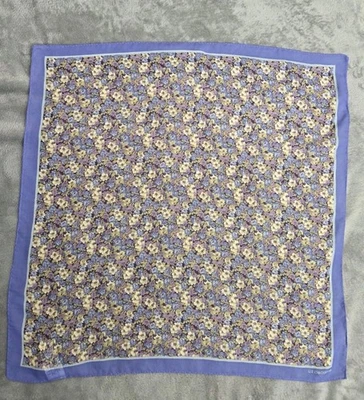 Vintage Liz Claiborne Scarf Poly Purple Yellow Floral Feminine Delicate Sweet  - Image 1 of 4