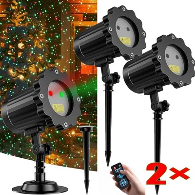 2pcs Christmas Laser R&G LED Projector Light Moving Outdoor Landscape Stage Lamp - Image 1 of 4