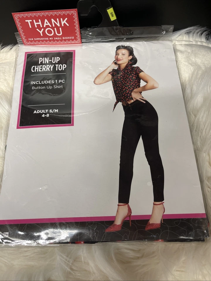 Pin Up Cherry Top Halloween Costume Shirt Size Small New - Image 1 of 1