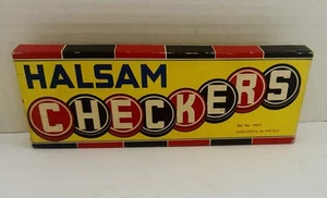 Set dama Halsam vintage n. 145H, 24 pezzi legno rosso e nero anni '50 8x3x,5" - Foto 1 di 9