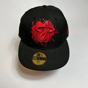 New Era x Miami Heats Retro Y2K 2000s Fitted Cap Baseball schwarz 7 1/4 - Imagen 1 de 5