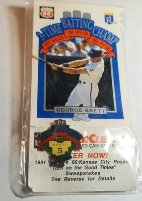 1991 年菲利普斯 66 乔治·布雷特卡片和击球冠军徽章堪萨斯城皇家队  — 第 1/4 张图片