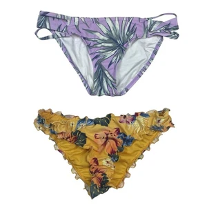 Hollister & VS Pink Swim Bikini Bottoms Women's Medium Multicolor Floral Cheeky - Picture 1 of 9