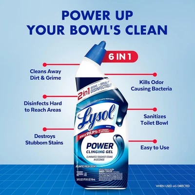 Limpiador de inodoros Lysol Power, 48 oz - Paquete de 2 Foto 1 de 3