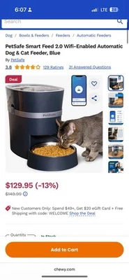 Alimentador automático para perros y gatos PetSafe Smart Feed Amazon Alexa - Nuevo Foto 1 de 4