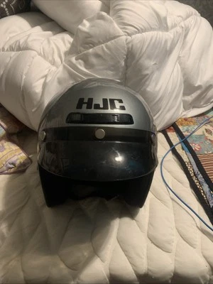 Casco de motocicleta vintage HJC FG3 plateado 3/4 cara abierta aprobado por el DOT Snell M95 L Foto 1 de 4