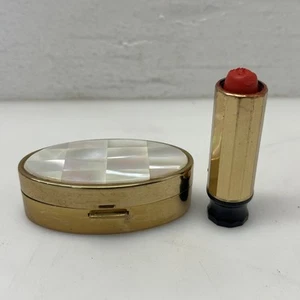 ¡Lápiz labial rojo madreperla Hi Society compacto Max Factor años 50 vintage! - Imagen 1 de 8