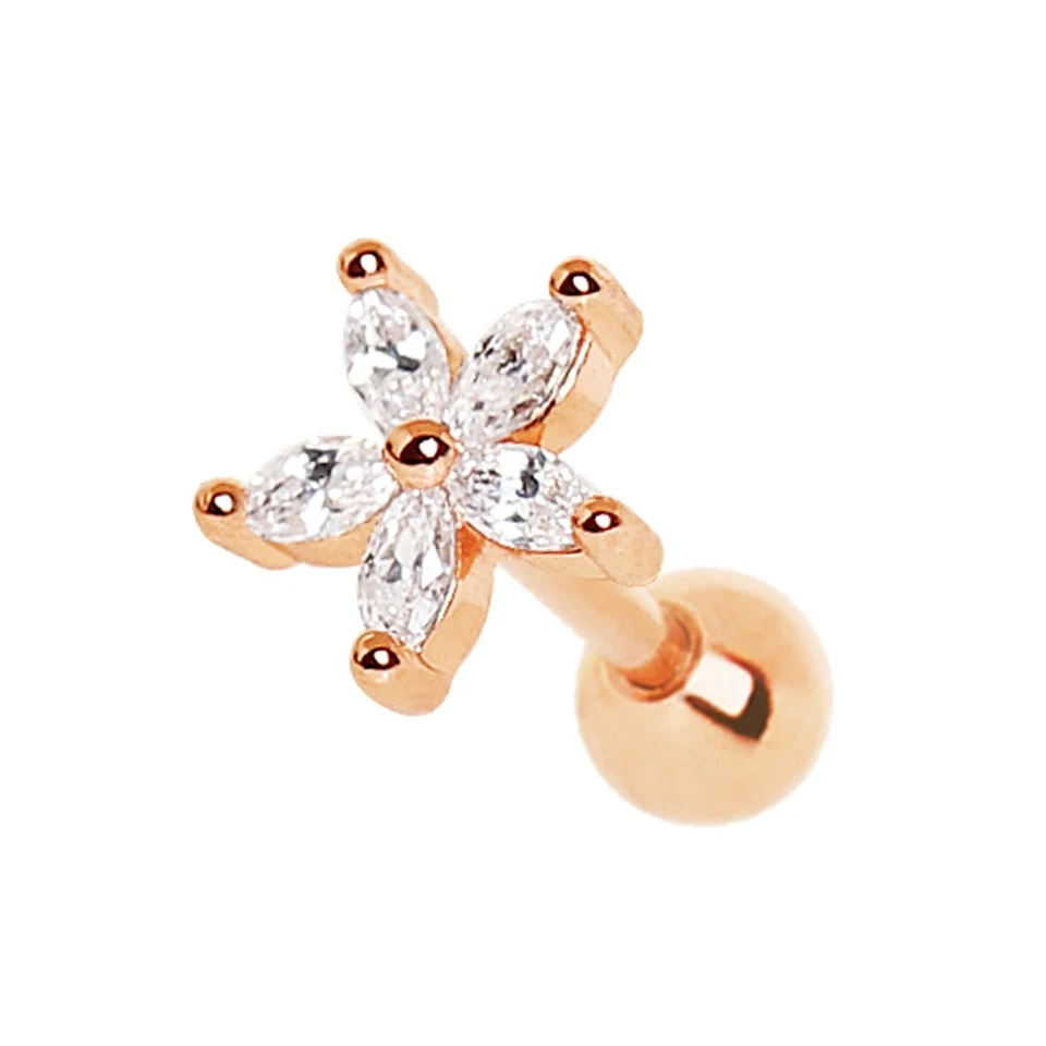 Rose Gold Plated Dainty Flower Cartilage Earring - Image 1 of 1