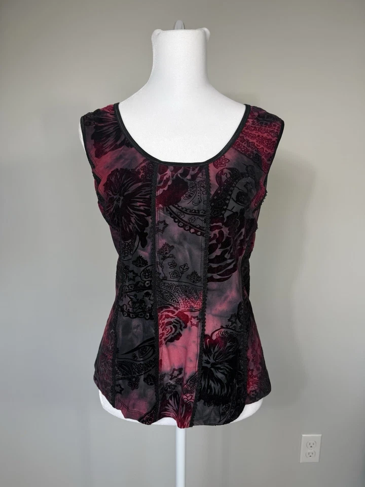 Camiseta sin mangas vintage Sami & Jo para mujer terciopelo Burnout Y2K Fairy Grunge romance oscuro Foto 1 de 4