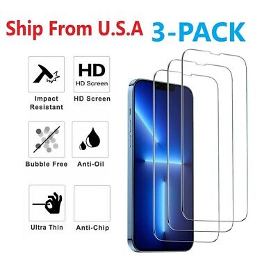 3 PACK For IPhone 14 13 12 11 Pro Max XR XS Mini Tempered GLASS Screen Protector • 2.99$