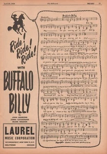 1950 Vintage BUFFALO BILLY Ride Ride Ride Laurel Publishing Promo Print Ad - Picture 1 of 1