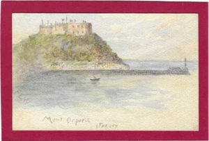 Mount Orgueil Gorey Castle Trikot Künstler signiert FLW handbemalt? pc gebraucht AW50 - Bild 1 von 2