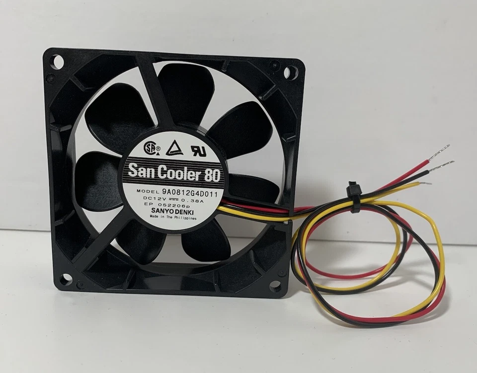 San Cooler 80 SANYO DENKI DC Cooling Fan 9A0812G4D011 12V 0.38A (80x25mm) NEW