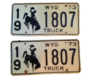 TWO 1973 Wyoming Nummernschild, schwarz, weiß ETIKETT # 1807 LKW Uinta County - Bild 1 von 8