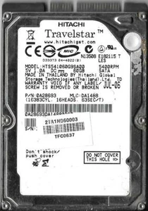 Hitachi HTS541060G9SA00 60GB Sata Hard Drive P/N: 0A28693  MLC: DA1488 - Picture 1 of 2