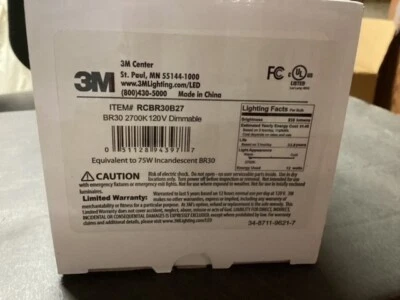 6 3M LED Flood Light BR30 Bulb  2700K 120V Dimmable 12W Equal to  75W RCBR30B27 - Image 1 of 3