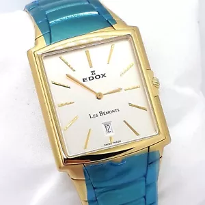 Edox Les Bémonts Slim Date Hecho en Suiza Reloj para Hombre, Esfera Plateada, Sin Usar - Imagen 1 de 10
