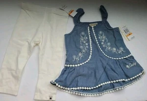 12 M Lucky Brand Infant Girls 2pc Sleeveless Peasant Top Legging Set New - Picture 1 of 11