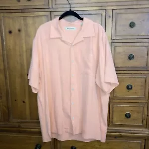 Tommy Bahama Shirt Mens Large Salmon Button Up Short Sleeve Silk Outdoors Beach - Picture 1 of 4