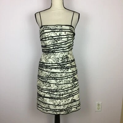 JS Collections A-line Sheath Dress 4P Woman's Petite Black White Paneled Floral - Image 1 of 4