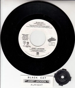 JANET JACKSON  Black Cat & Alright 7" 45 rpm record NEW + jukebox title strip - Picture 1 of 1